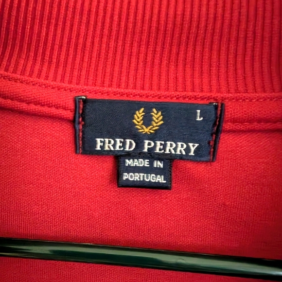 Fred Perry Red Track Jacket with White Stripes - Picture 7 of 7